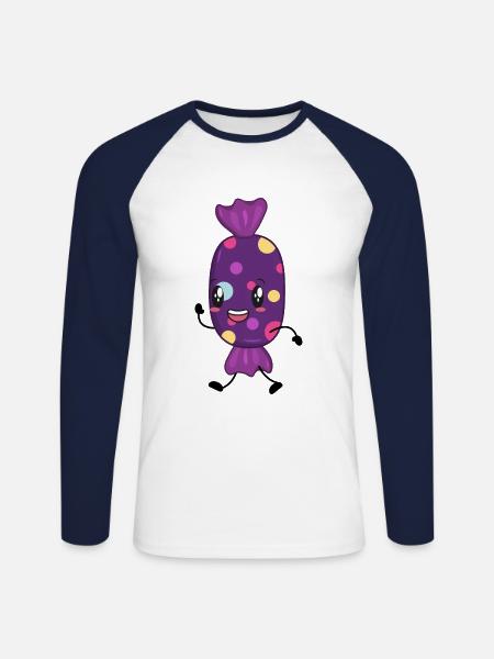 candy - Unisex Long Sleeve Baseball T-Shirt - white/navy