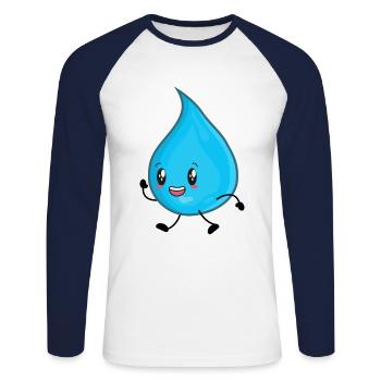 Water drops water - Unisex Long Sleeve Baseball T-Shirt - white/navy - Front - Nik (191cm)