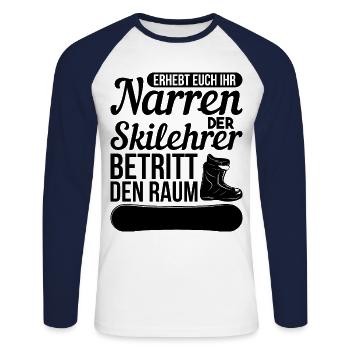 Skilehrer Geschenk - Unisex Baseballshirt langarm - Weiß/Navy - Vorne - Nik (191cm)