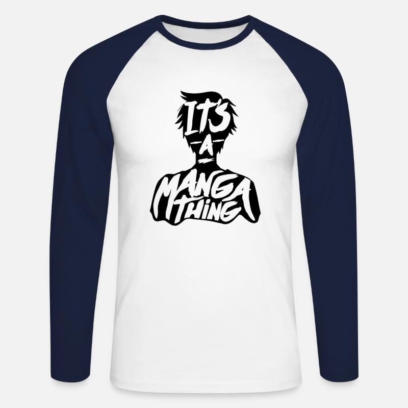Manga - Unisex Long Sleeve Baseball T-Shirt - white/navy