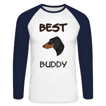Best Buddy Dackel - Unisex Baseballshirt langarm - Weiß/Navy - Vorne - Nik (191cm)