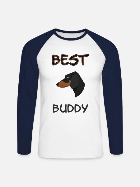 Best Buddy Dackel - Unisex Baseballshirt langarm - Weiß/Navy