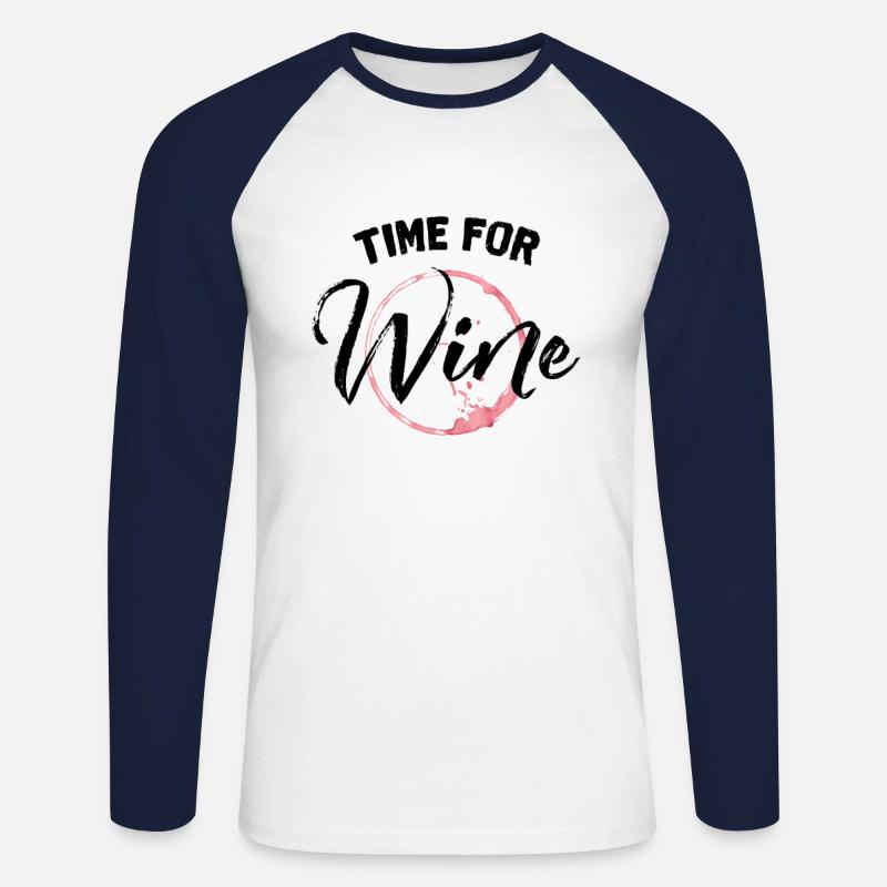 Wein - Unisex Baseballshirt langarm - Weiß/Navy