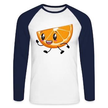 Orange - Unisex Baseballshirt langarm - Weiß/Navy - Vorne - Nik (191cm)