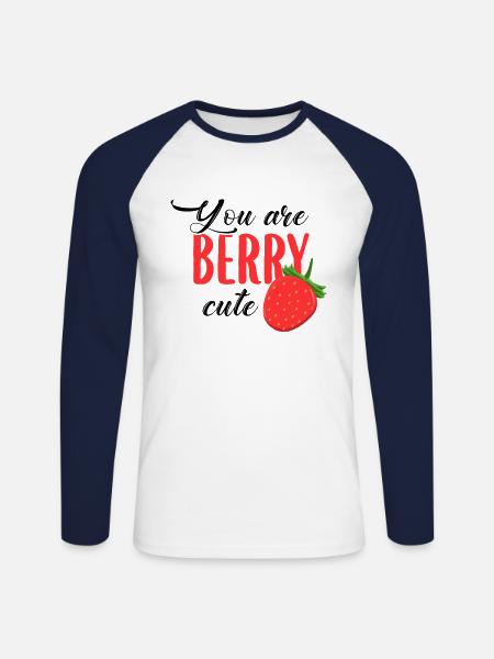 strawberry - Unisex Long Sleeve Baseball T-Shirt - white/navy