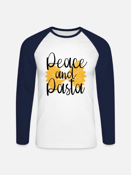 Peace and Pasta - Unisex Long Sleeve Baseball T-Shirt - white/navy