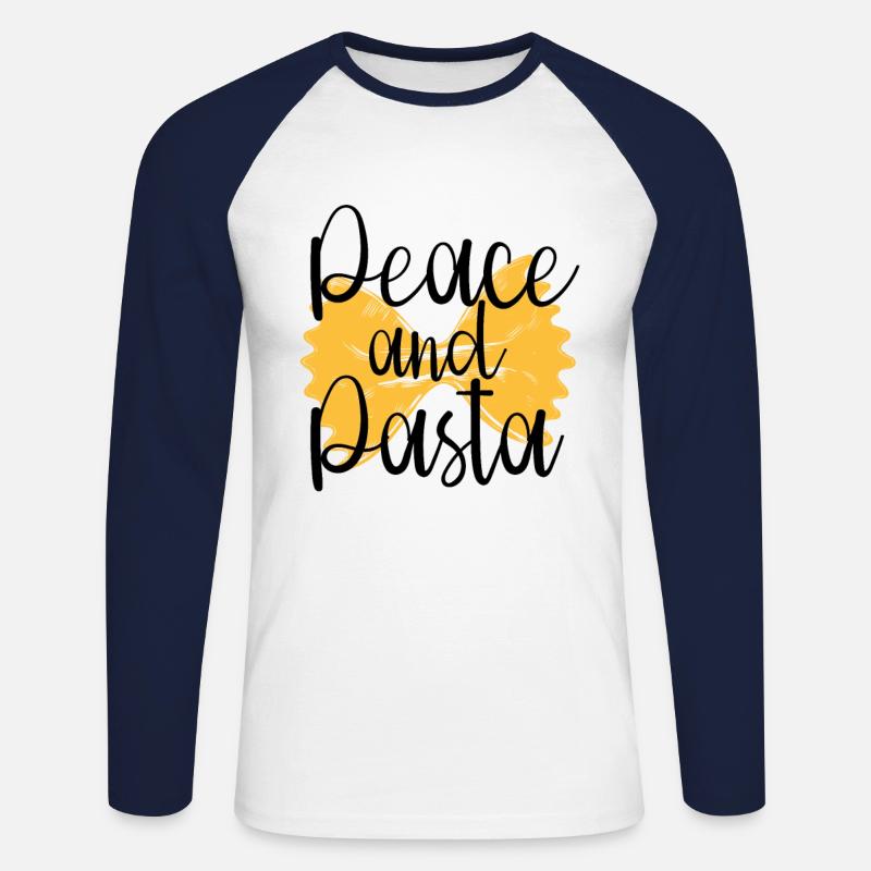 Frieden und Pasta - Unisex Baseballshirt langarm - Weiß/Navy