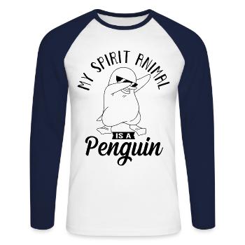 Pinguin Zwergpinguin Antarktis Pinguine Süß - Unisex Baseballshirt langarm - Weiß/Navy - Vorne - Nik (191cm)
