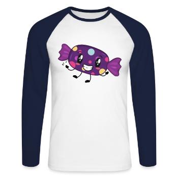 Bonbon Musik - Unisex Baseballshirt langarm - Weiß/Navy - Vorne - Nik (191cm)