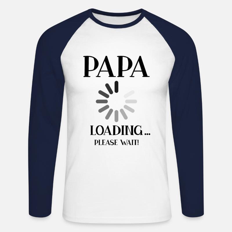Papa Loading ... Schwangerschaft - Unisex Baseballshirt langarm - Weiß/Navy