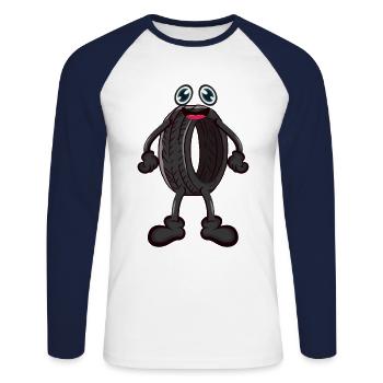 Tires car tyres - Unisex Long Sleeve Baseball T-Shirt - white/navy - Front - Nik (191cm)