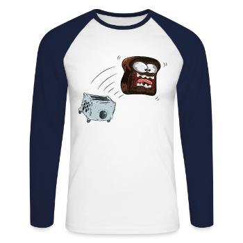 Toast Frühstück - Unisex Baseballshirt langarm - Weiß/Navy - Vorne - Nik (191cm)
