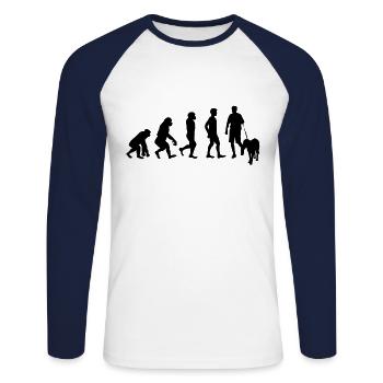 Hundehalter Hund Evolution - Unisex Baseballshirt langarm - Weiß/Navy - Vorne - Nik (191cm)
