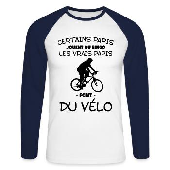 Certains Papis Jouent Au Bingo Les Vrais Papis Fon - T-shirt baseball manches longues Homme - blanc/marine - Devant - Nik (191cm)