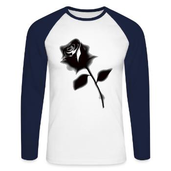 Gothique Rose noire - T-shirt baseball manches longues Homme - blanc/marine - Devant - Nik (191cm)