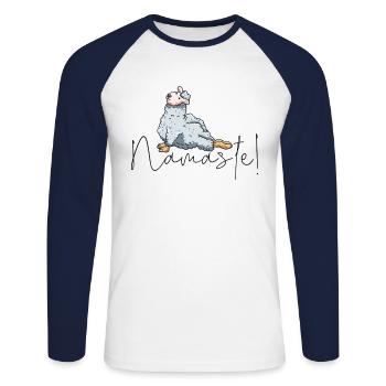 Yoga Namaste - Unisex Long Sleeve Baseball T-Shirt - white/navy - Front - Nik (191cm)