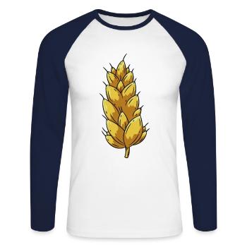 Weizen Landwirt - Unisex Baseballshirt langarm - Weiß/Navy - Vorne - Nik (191cm)