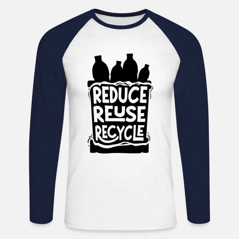 Plastik Recycling - Unisex Baseballshirt langarm - Weiß/Navy