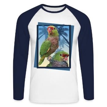 Weiniger Papagei - Unisex Baseballshirt langarm - Weiß/Navy - Vorne - Nik (191cm)