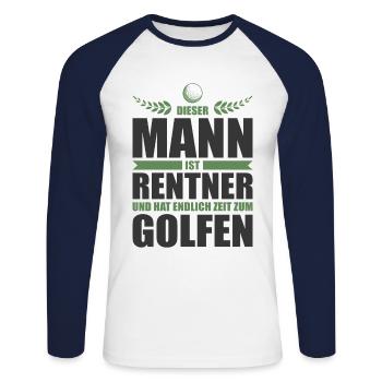 Rentner Rente Golf Golfspieler Pension Ruhestand - Unisex Baseballshirt langarm - Weiß/Navy - Vorne - Nik (191cm)