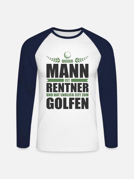 Rentner Rente Golf Golfspieler Pension Ruhestand - Unisex Baseballshirt langarm - Weiß/Navy