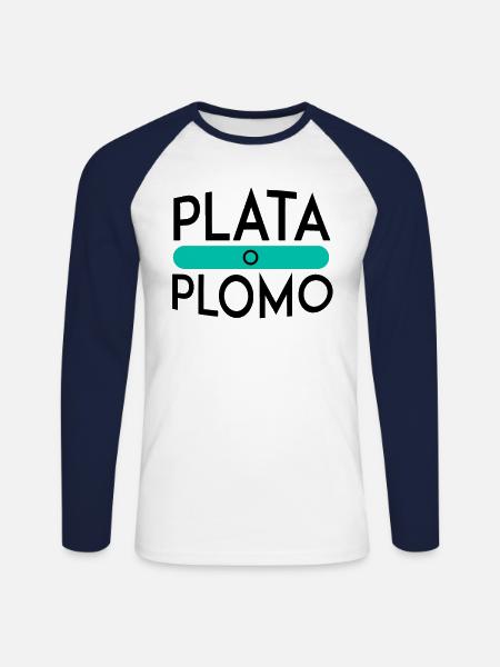 Plata O Plomo - T-shirt baseball manches longues Homme - blanc/marine
