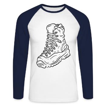 Hiking Hiking boot - Unisex Long Sleeve Baseball T-Shirt - white/navy - Front - Nik (191cm)