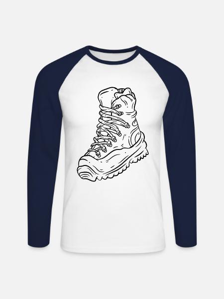 Wandern Wanderschuh - Unisex Baseballshirt langarm - Weiß/Navy