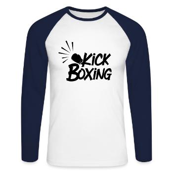 Kick Boxing Boxer - T-shirt baseball manches longues Homme - blanc/marine - Devant - Nik (191cm)