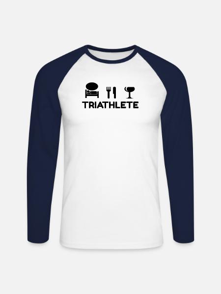 Triathlète vin - T-shirt baseball manches longues Homme - blanc/marine