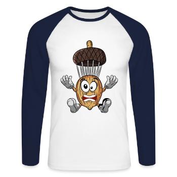 Eichel Fallschirmspringen - Unisex Baseballshirt langarm - Weiß/Navy - Vorne - Nik (191cm)