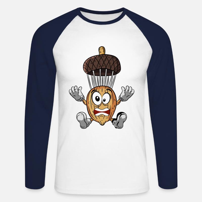 Eichel Fallschirmspringen - Unisex Baseballshirt langarm - Weiß/Navy