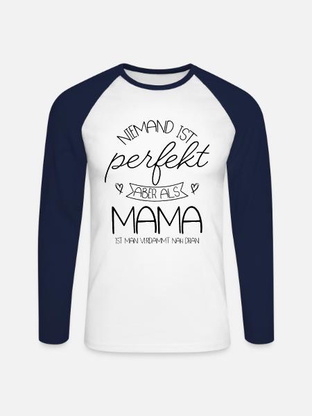 Mama - Unisex Baseballshirt langarm - Weiß/Navy