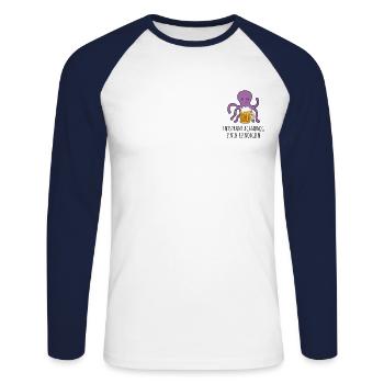 Entspannt achtarmig einen reinorgeln Saufen Bier - Unisex Baseballshirt langarm - Weiß/Navy - Vorne - Nik (191cm)