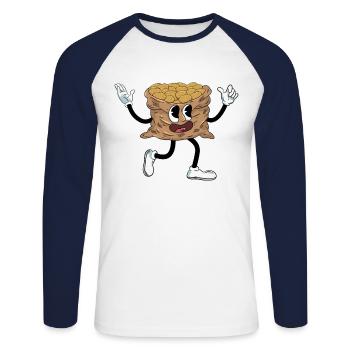 Kartoffel - Unisex Baseballshirt langarm - Weiß/Navy - Vorne - Nik (191cm)