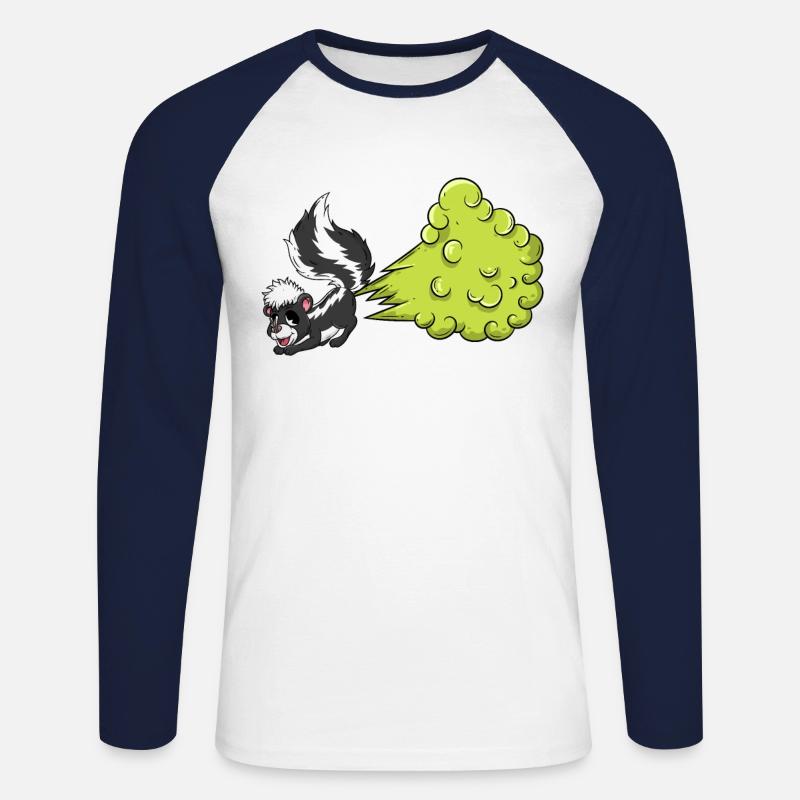 Stinktier Pups - Unisex Baseballshirt langarm - Weiß/Navy