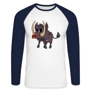 Sanglier - T-shirt baseball manches longues Homme - blanc/marine - Devant - Nik (191cm)