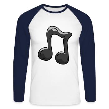 Musique Note - T-shirt baseball manches longues Homme - blanc/marine - Devant - Nik (191cm)