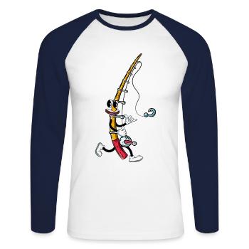 Angeln Angler Angel - Unisex Baseballshirt langarm - Weiß/Navy - Vorne - Nik (191cm)