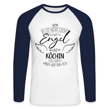 Köchin - Unisex Baseballshirt langarm - Weiß/Navy - Vorne - Nik (191cm)