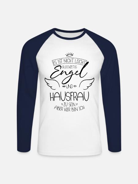 Hausfrau - Unisex Baseballshirt langarm - Weiß/Navy