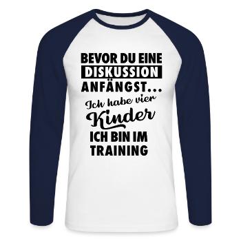 Ich habe vier Kinder - Vater und Kinder - Unisex Baseballshirt langarm - Weiß/Navy - Vorne - Nik (191cm)