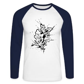 Eichen Eichenblatt - Unisex Baseballshirt langarm - Weiß/Navy - Vorne - Nik (191cm)