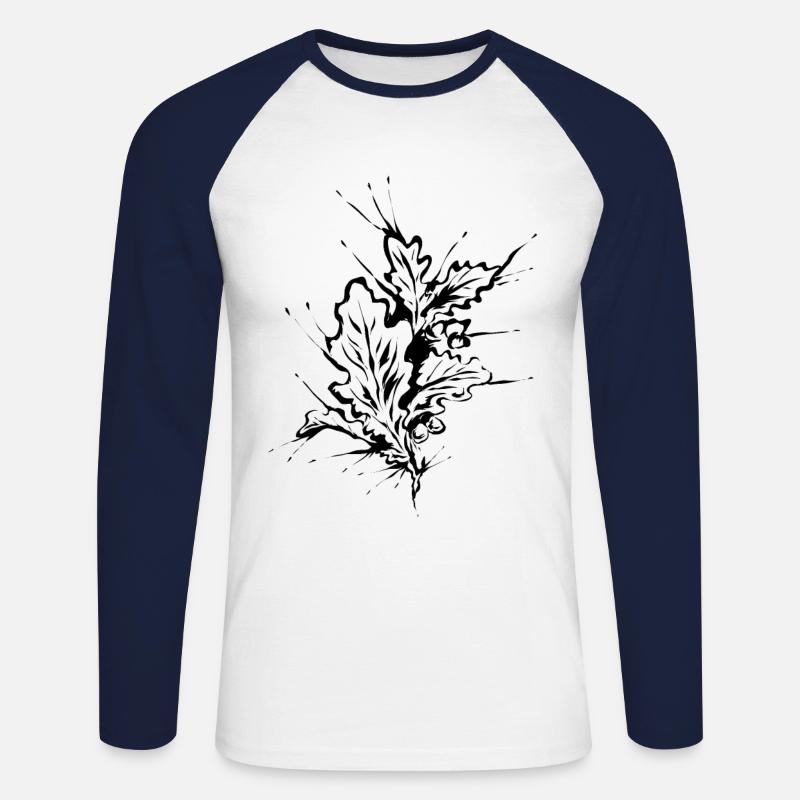 Eichen Eichenblatt - Unisex Baseballshirt langarm - Weiß/Navy