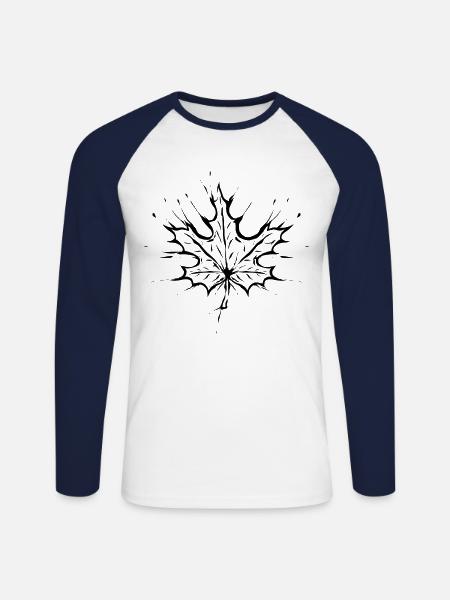 Maple Leaf - Unisex Long Sleeve Baseball T-Shirt - white/navy