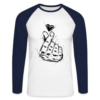 K-Pop - Unisex Baseballshirt langarm - Weiß/Navy - Vorne - Nik (191cm)