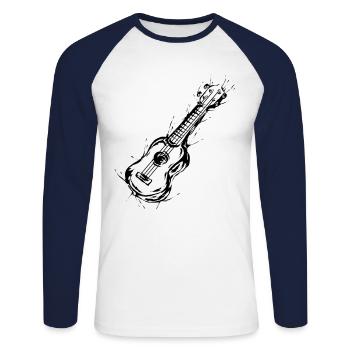 Ukulélé - T-shirt baseball manches longues Homme - blanc/marine - Devant - Nik (191cm)