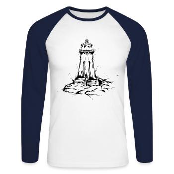 Lighthouse - Unisex Long Sleeve Baseball T-Shirt - white/navy - Front - Nik (191cm)