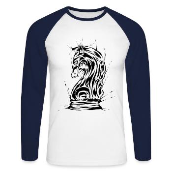 Chess Springer Chess Piece - Unisex Long Sleeve Baseball T-Shirt - white/navy - Front - Nik (191cm)