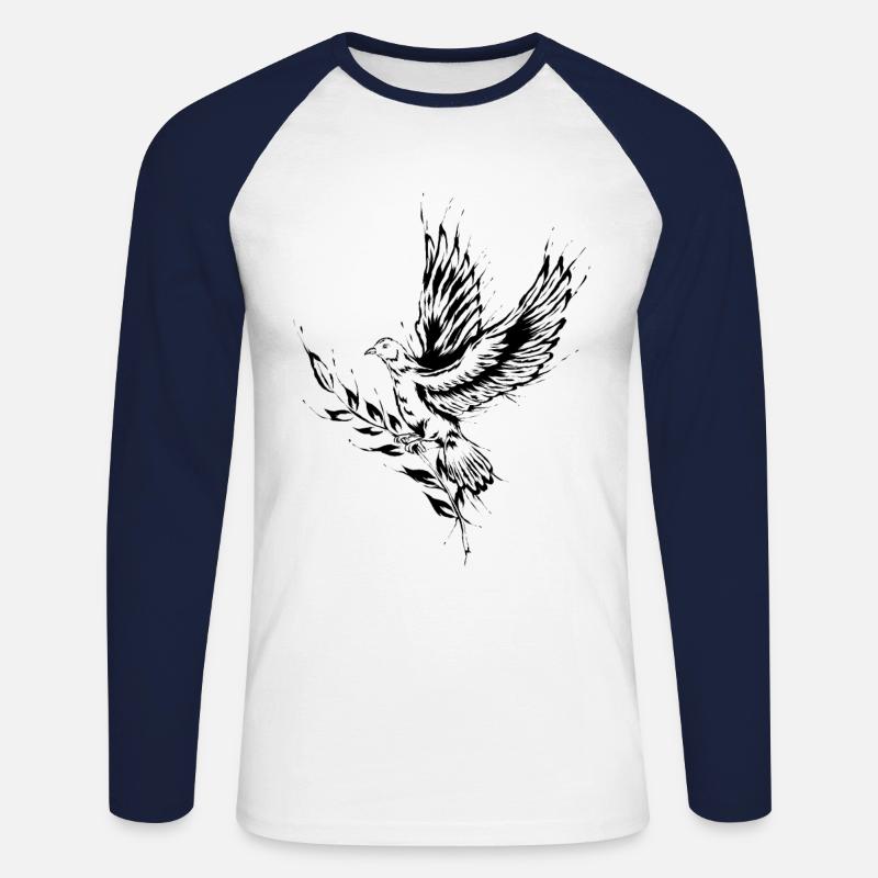 Frieden Friedenstaube - Unisex Baseballshirt langarm - Weiß/Navy